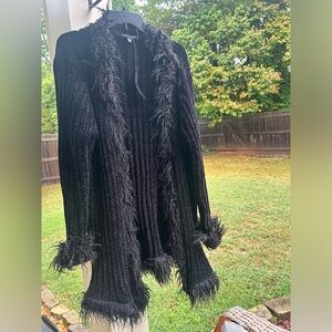 Women black fur cardigan by Current Mood in L/XL
